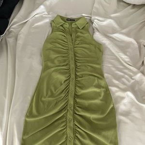 LAST CHANCE Green ruched tank dress